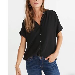 Madewell Central Drapey Shirt Black Size XS